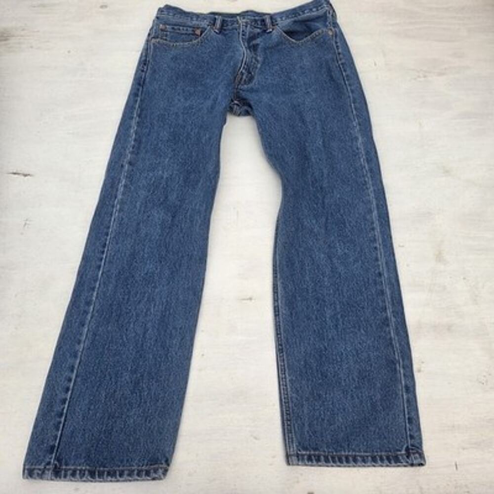 Levis 505 Jeans Mens 36x32 Blue Straight Leg Medium Wash Denim Pants